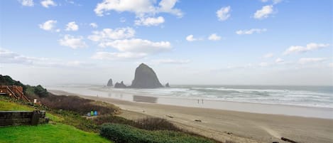 View of Haystack Rock from the Backyard at Windjammer