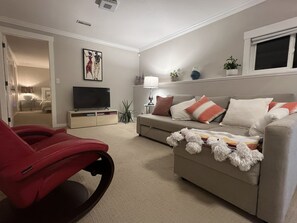 large private living room with a sofa bed, Smart TV 