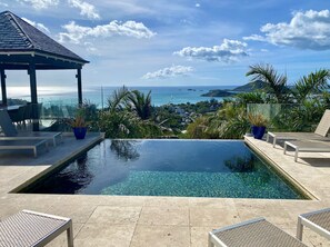 Sun Loungers by the private pool, amazing views at Sugar Ridge