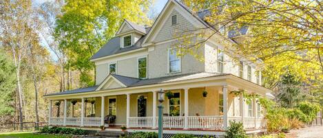 This Farmhouse beauty is located on several acres along Spring Creek 