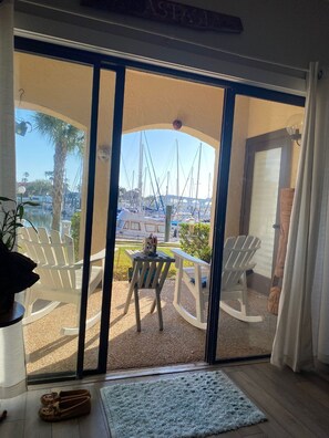 View from living room to patio.