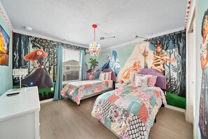 Bedroom #3 (upstairs) : Princesses themed room with two Twin beds.