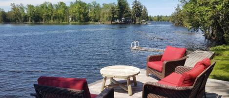 Private dock when guests can enjoy the sun and watch sunsets.