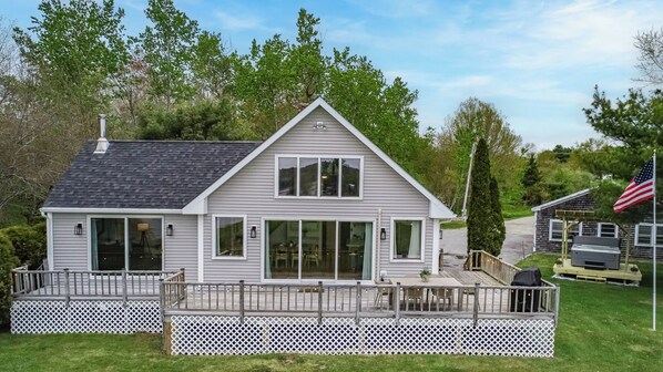 View of the back deck and hot tub
