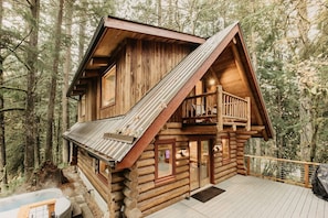 Main entrance and hot tub side