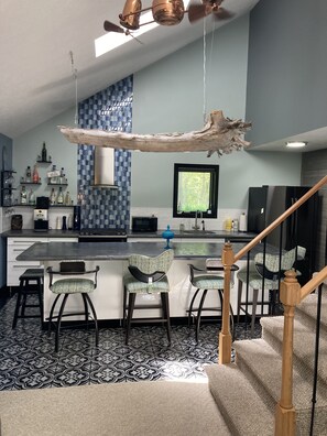 Custom kitchen with island seating for 6.