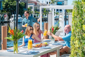 Dockside dining table to fit for eight.