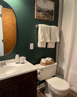 Bathroom with tub and standup shower 