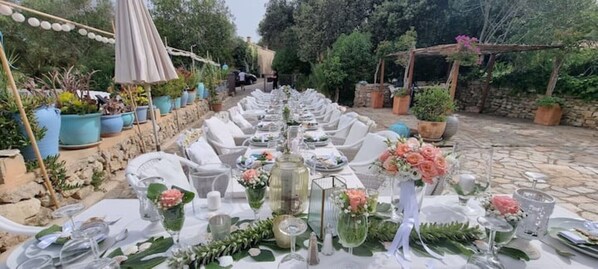 Outdoor banquet area