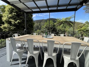 Outdoor dining table for 10  with spectacular mountain views