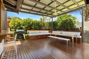 Large outdoor entertaining area with BBQ
