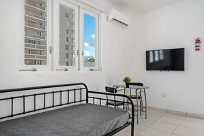 Minimalist design meets comfort, a perfect space to relax after exploring the city.