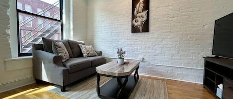 Living room with amazing Old Market view