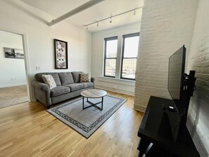 Living room with great downtown views