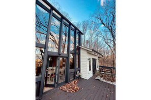 Outdoor upper patio (pictured here in winter)