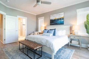 Primary Bedroom facing the ocean with luxury ensuite bathroom