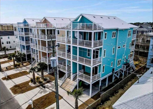 Our unit is the entire right side of the blue townhouse.