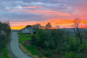 The Misty Mountain lookout sits perched on a rolling hill side. Overlooking the Yough River Valley! The view cannot be beat.