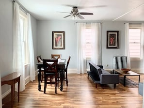 Dining area and living room
