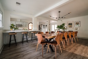 Dining area with an open floor plan.