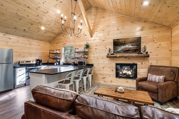 Cozy but still enough space to cook a romantic dinner or enjoy a movie