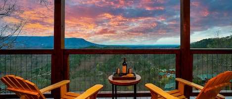 Upper deck views, plenty of seating, right off the master bedroom upstairs. The views are incredible!