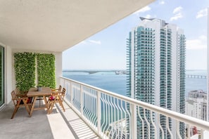 Private balcony with outdoor furniture