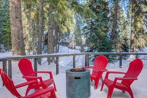 wooded setting with fire pit