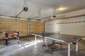 Garage currently houses foosball, ping pong and 9 bikes