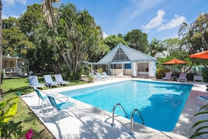Mullins Bay House sits in an acre of garden with a private saltwater pool