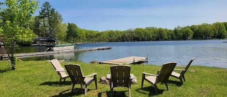 Your waterfront with firepit and dock