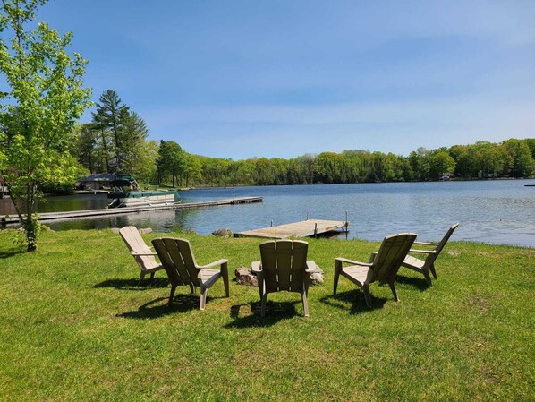 Your waterfront with firepit and dock