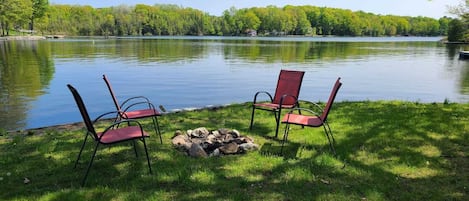 Own private firepit right on the lake