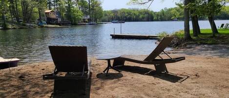 shared beach chairs for lounging