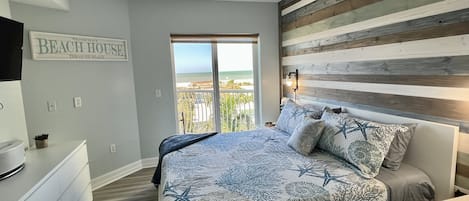 King bed Master ocean view bedroom 