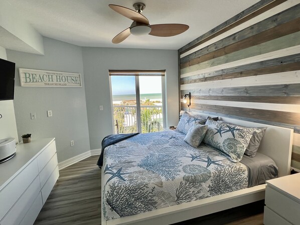King bed Master ocean view bedroom 