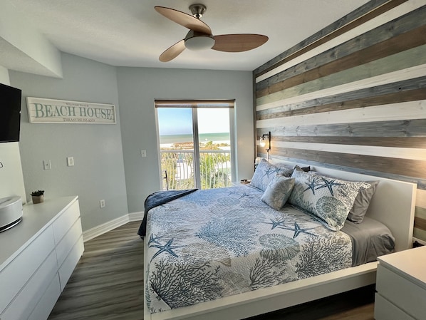 King bed Master ocean view bedroom 