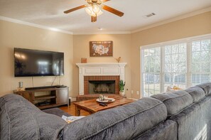 "Cozy up in our living room."
