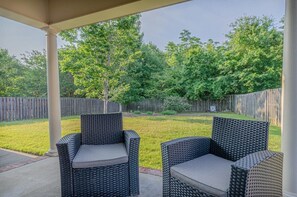 "Enjoy the fresh air on our spacious patio."

