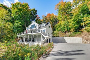 Exterior | 2-Story Home | Peek-a-Boo Lake Views