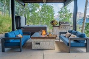 Relax by the fire pit and enjoy the fresh mountain air.