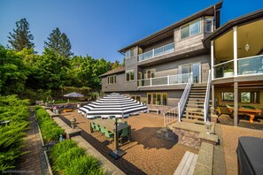 The large private courtyard is perfect for a gathering of family and friends