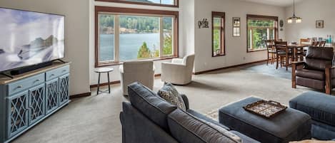 Great room with GREAT views of Garfield Bay.