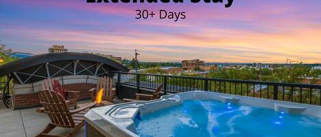 Rooftop Deck with Hot Tub, Fire Pit and Mountain Views!