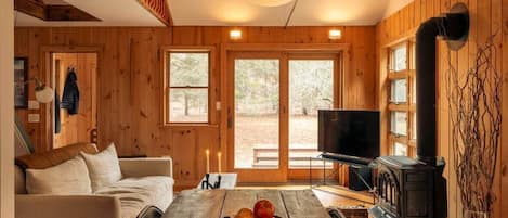 "We had a wonderful stay at this cabin. It’s very tastefully renovated and decorated, with tons of thoughtful design touches and amenities. Everything was exactly as described in the listing." - Airbnb guest review