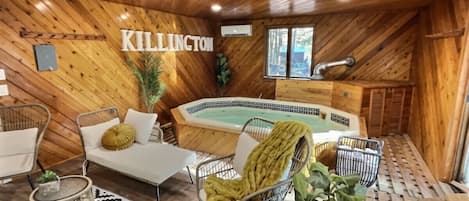 Step inside and discover the largest hot tub in the area, a luxurious oasis designed to provide unparalleled comfort and relaxation. It's the perfect retreat after a day of adventure.