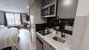 Indoors, Sink, Kitchen, Lamp, Microwave