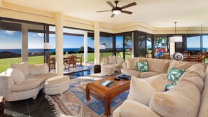 Wraparound ocean views in living room & dining room