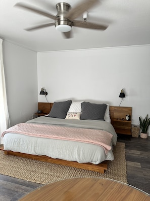 King Size bed- Zinus green tea mattress. *Bedding may vary during your stay.