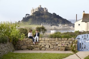 Trevara garden with St Michaels Mount in background